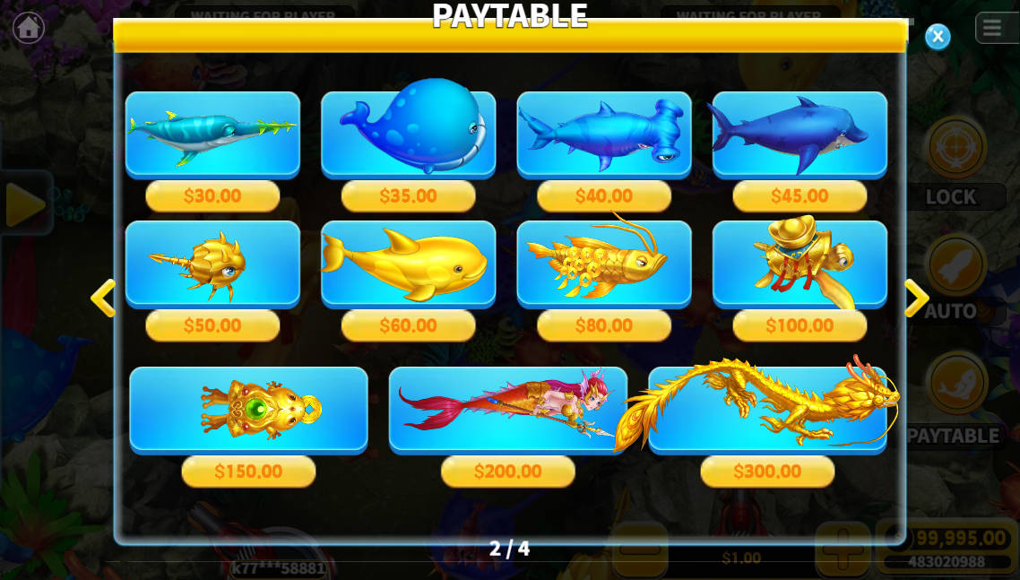 Golden Dragon Fishing - Paytable 2 - ok4bet